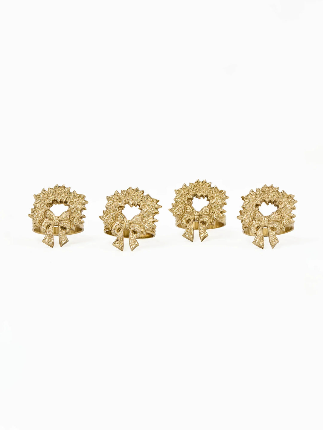 set of 4 gold wreath napkin rings