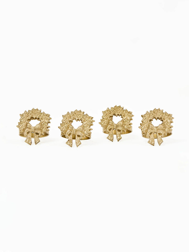 set of 4 gold wreath napkin rings