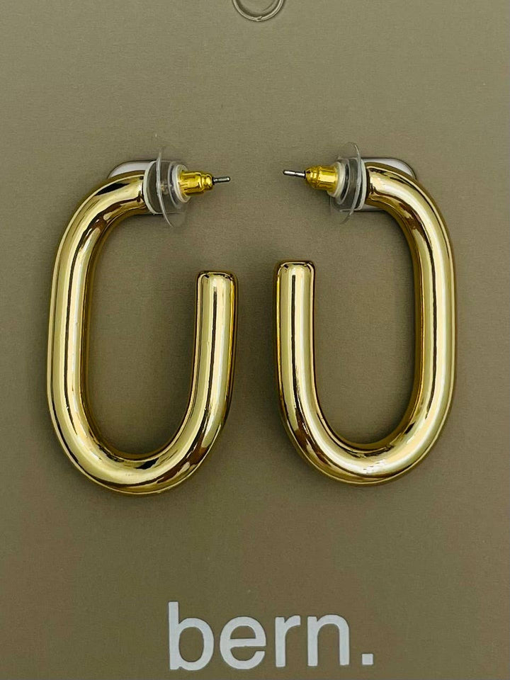 GOLD THICK LONG HOOP EARRINGS