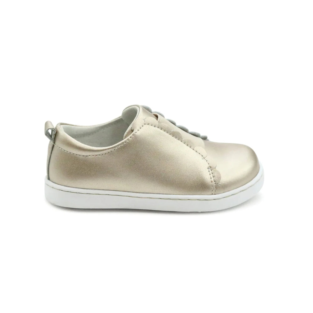 Gold Phoebe Elastic Slip On Sneaker - Toddler & Girls Gold Sneaker - Walker Boutique