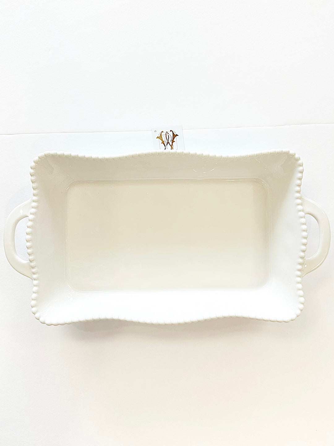 Cream Perlette Large Rectangular Baker – Elegant Stoneware Baking Dish for Oven-to-Table Serving | Walker Boutique