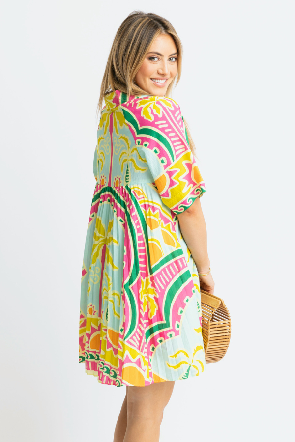 KARLIE: LIME PALM BEACH SHIRT DRESS