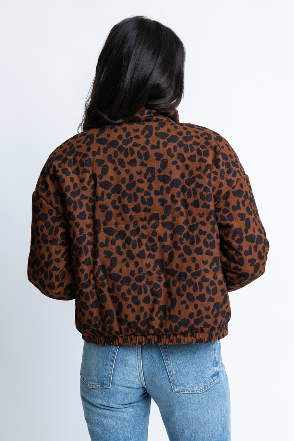 KARLIE: BROWN LEOPARD CORDUROY PUFFER JACKET