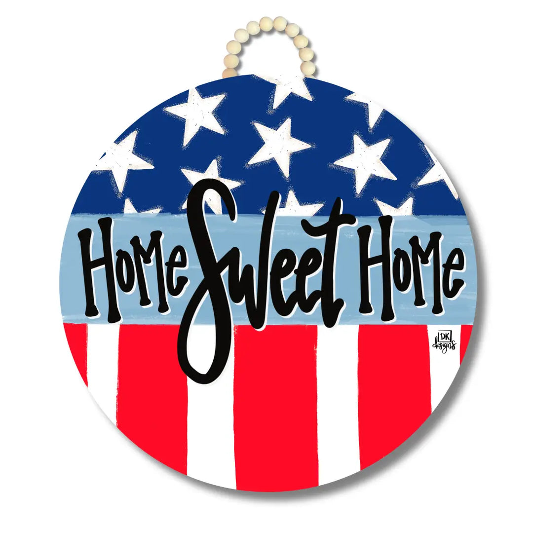 FLAG HOME SWEET HOME DOOR HANGER 23 in