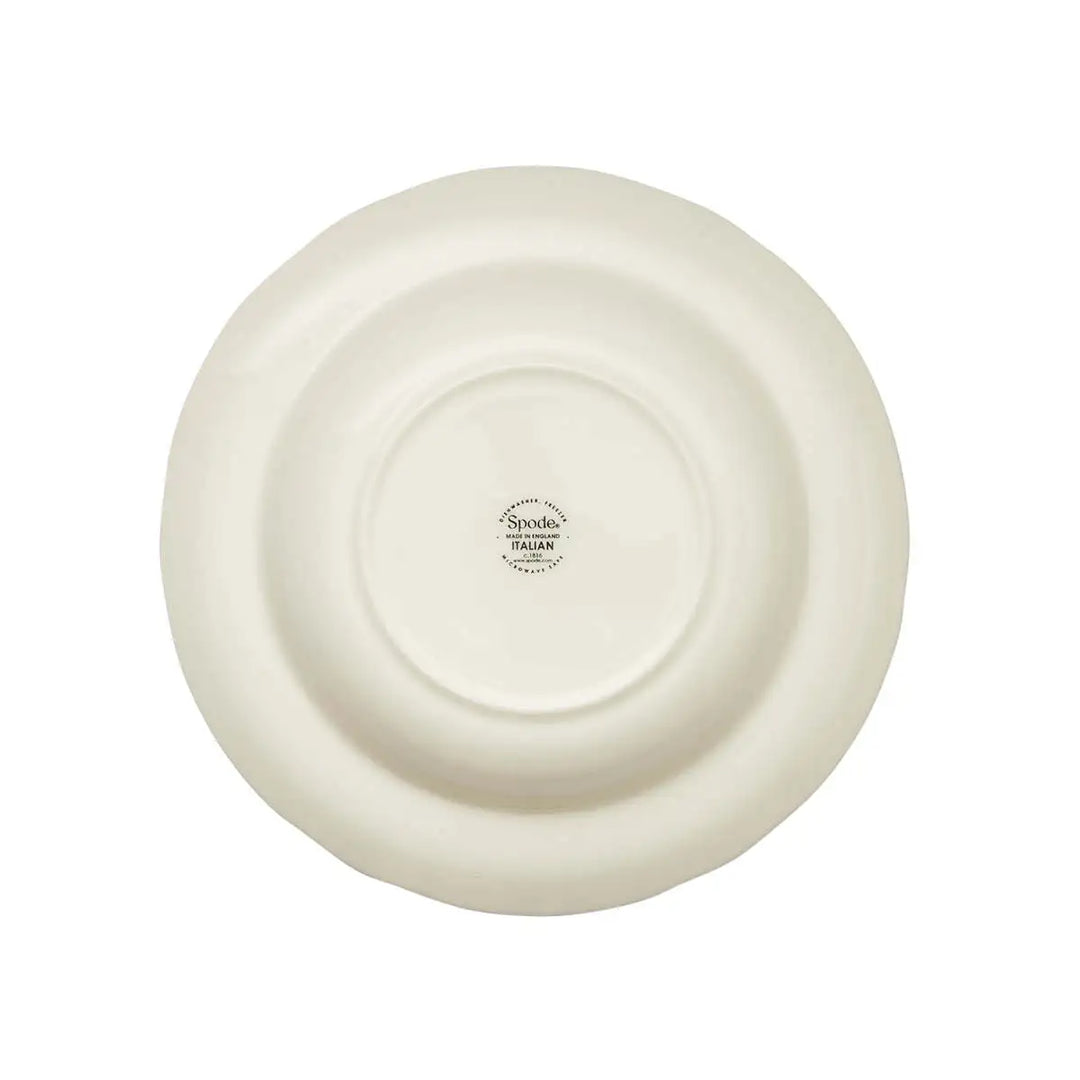 White ceramic plate with 'Spode' branding on a white background