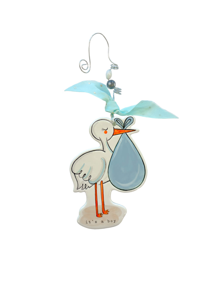 STORK IT'S A BOY FLAT ORNAMENT