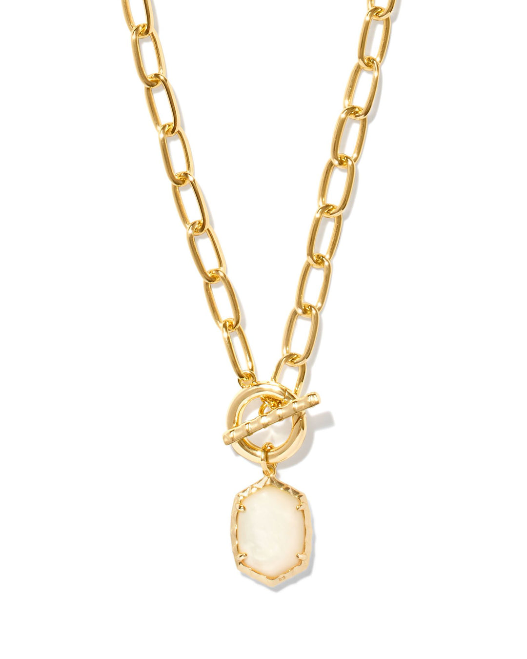 DAPHNE LINK & CHAIN NECKLACE, GOLD IVORY MOTHER OF PEARL