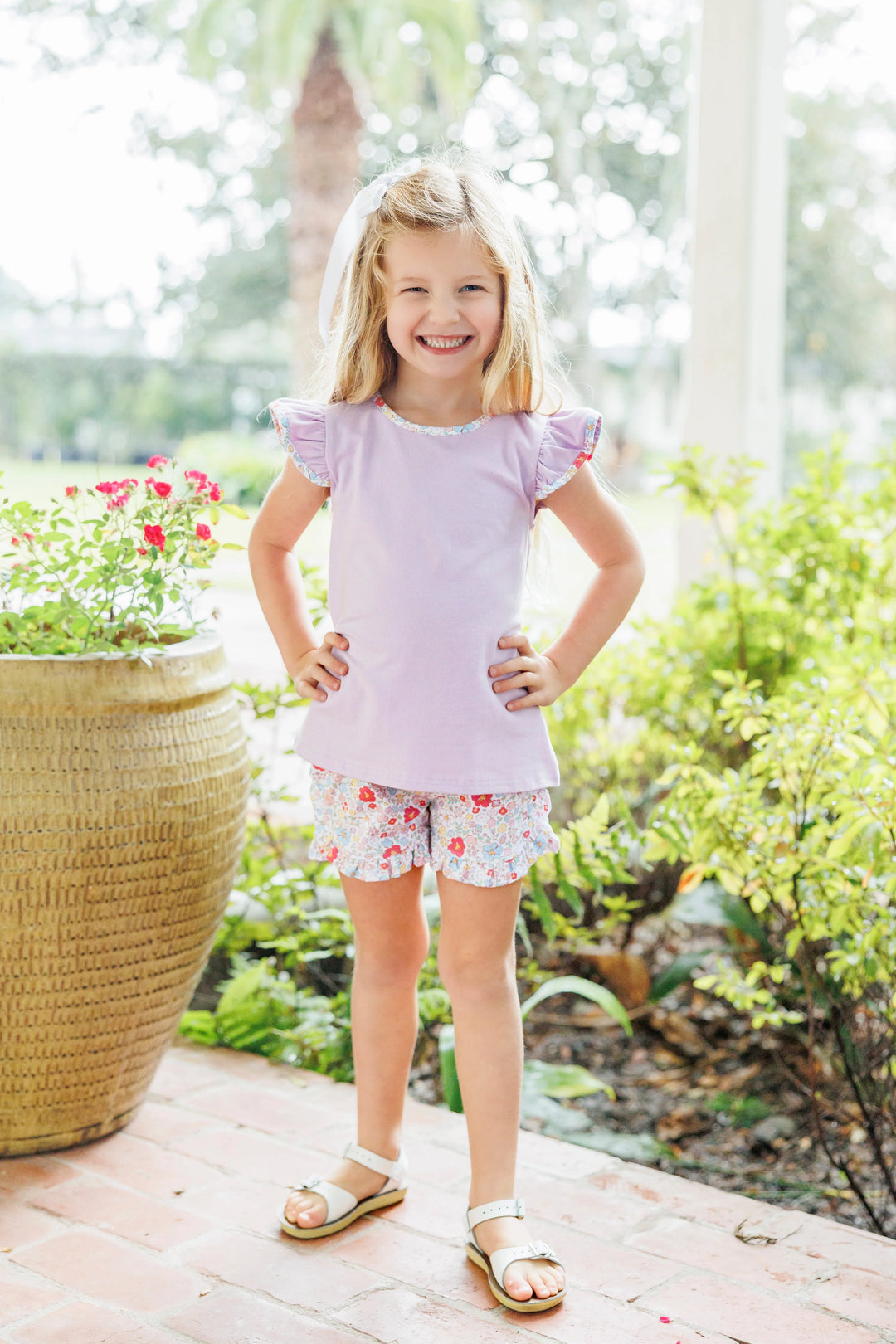 DAINTY FLORAL RUFFLE SHORT SET