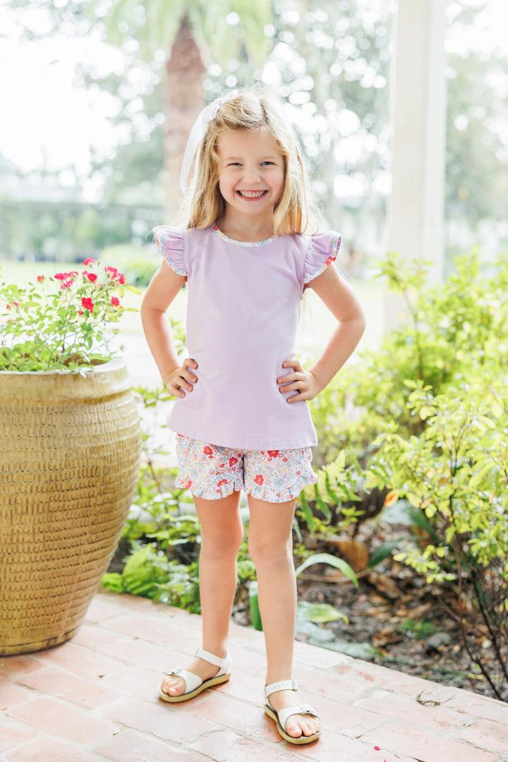 DAINTY FLORAL RUFFLE SHORT SET
