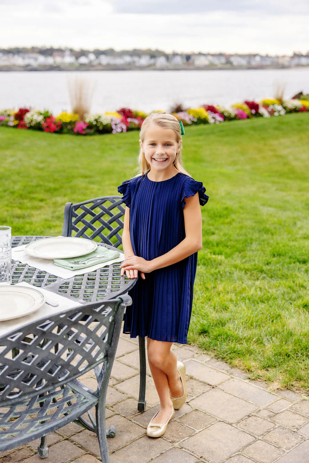 NANTUCKET NAVY PIPER PLEATED DRESS