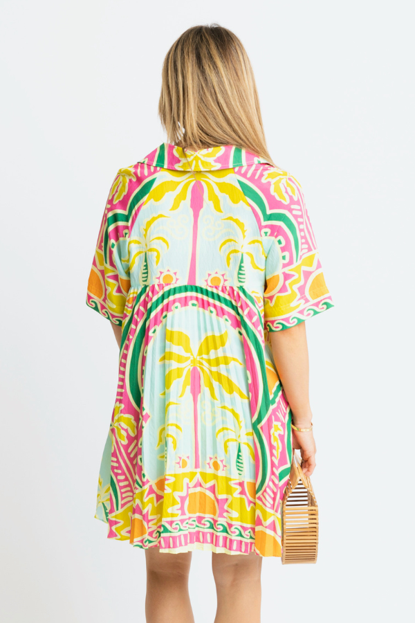 KARLIE: LIME PALM BEACH SHIRT DRESS