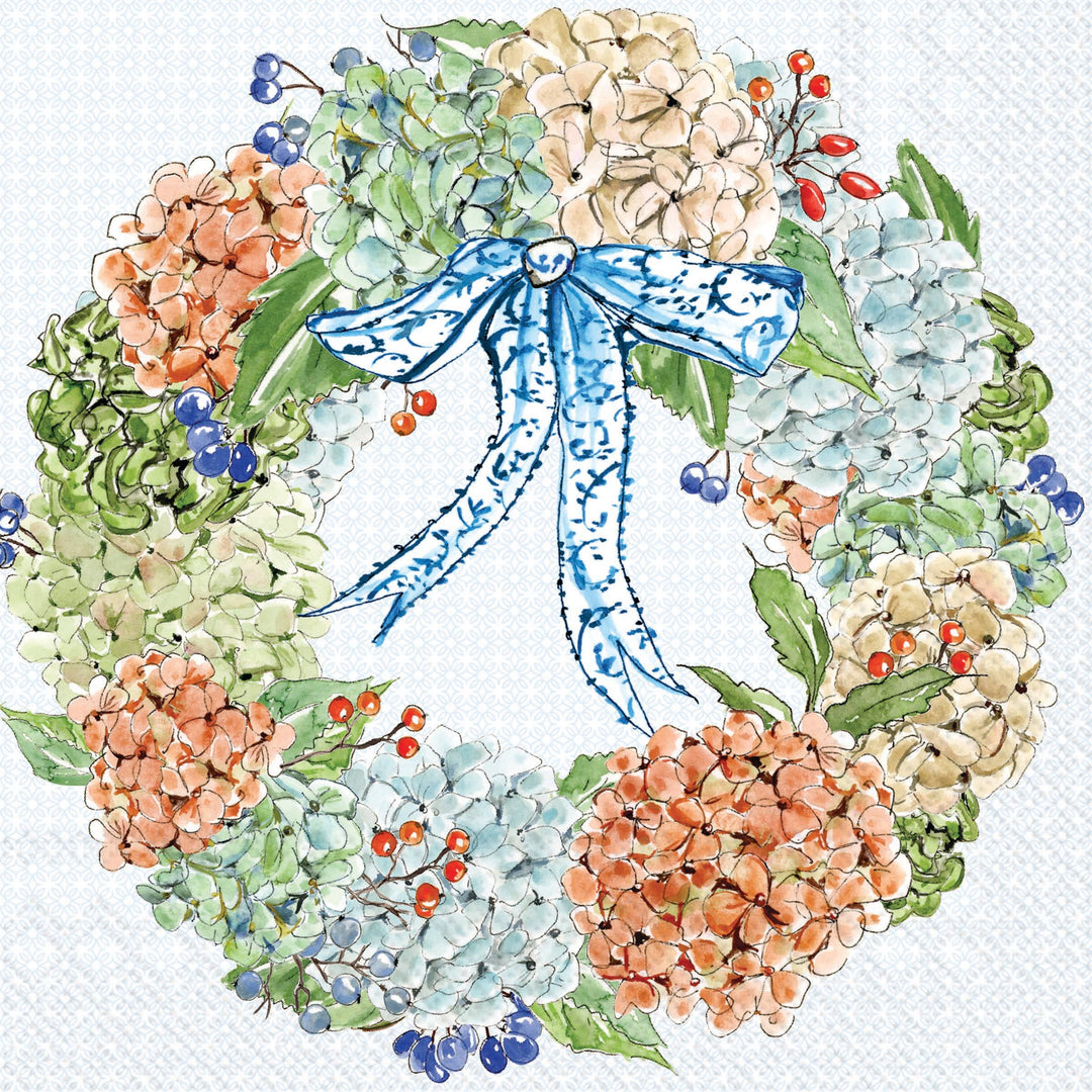FALL HYDRANGEA WREATH COCKTAIL NAPKINS