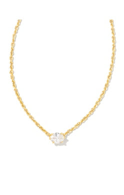 CAILIN CRYSTAL PENDANT NECKLACE, GOLD METAL WHITE CZ