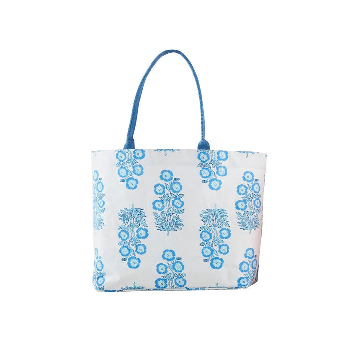 BLUE BLOCK PRINT TOTE BAG