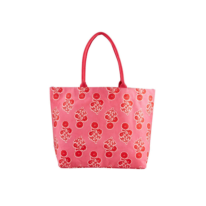 PINK BLOCK PRINT TOTE BAG