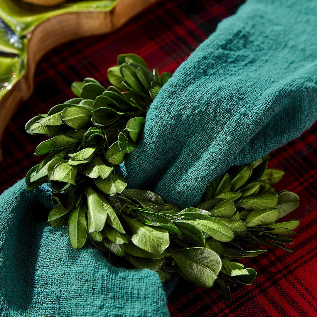 PRESERVED BOXWOOD WREATH NAPKIN RINGS SET OF 4