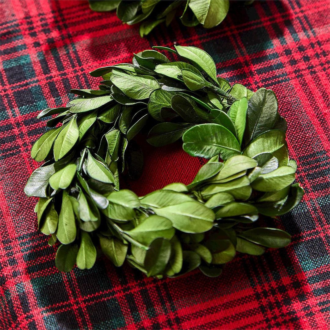 PRESERVED BOXWOOD WREATH NAPKIN RINGS SET OF 4