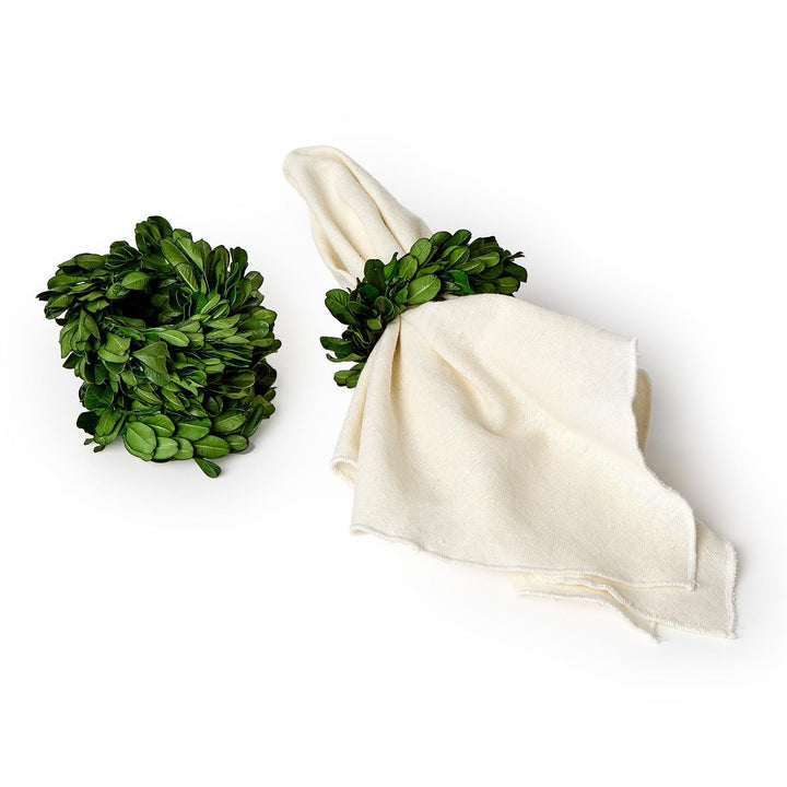 PRESERVED BOXWOOD WREATH NAPKIN RINGS SET OF 4