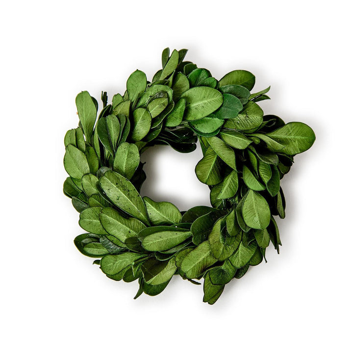 PRESERVED BOXWOOD WREATH NAPKIN RINGS SET OF 4