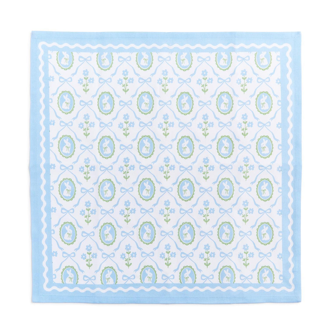 Light blue fabric with decorative pattern on a white background