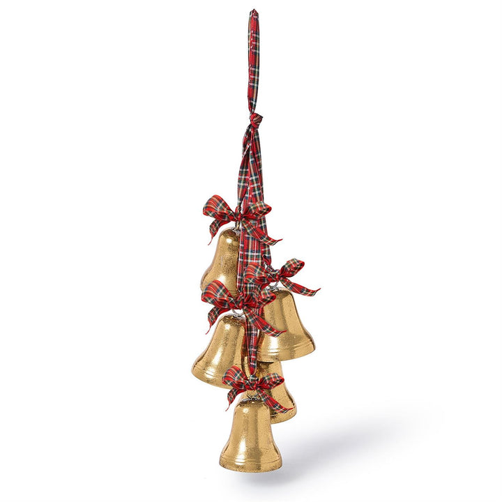 PLAID RIBBON HANGING BELLS DECOR