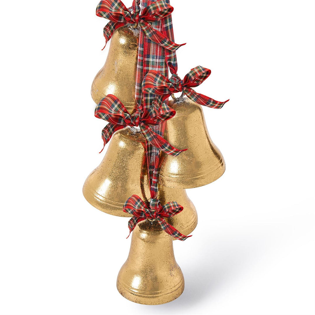 PLAID RIBBON HANGING BELLS DECOR