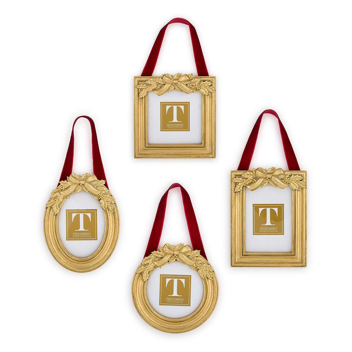 HOLLY LEAVES HANGING PHOTO FRAME ORNAMENTS
