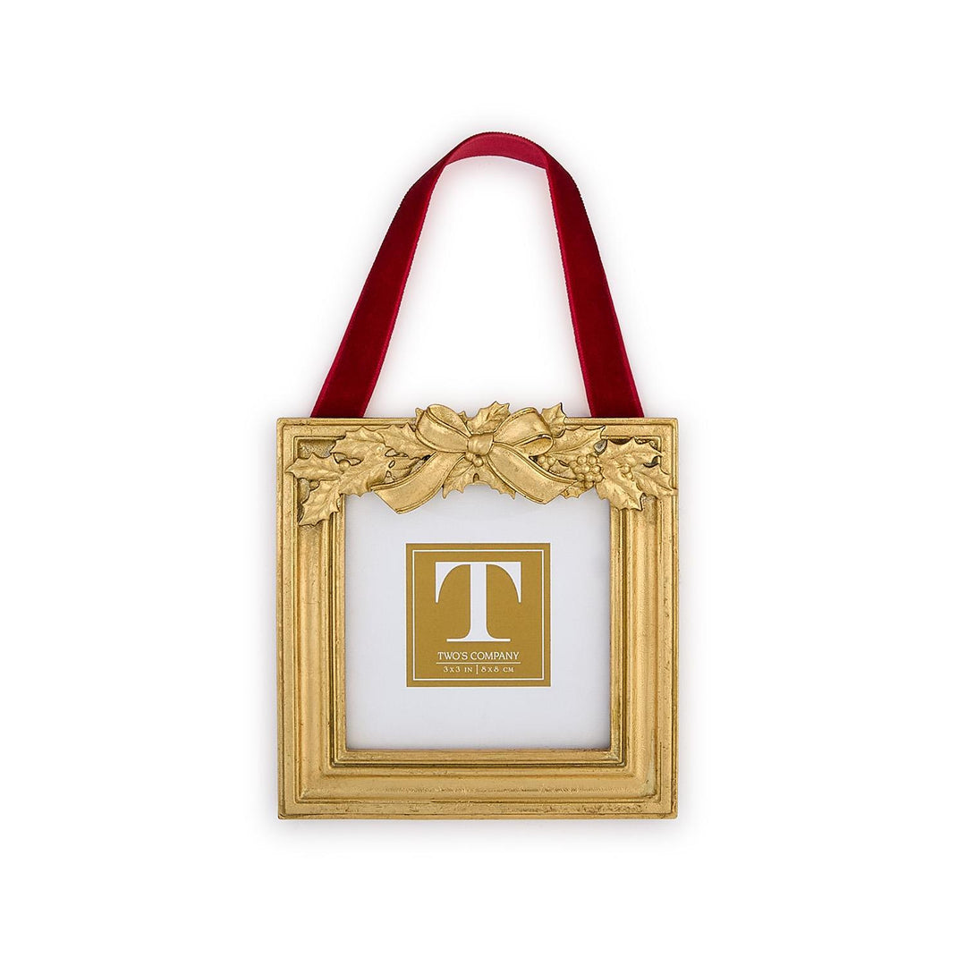 HOLLY LEAVES HANGING PHOTO FRAME ORNAMENTS