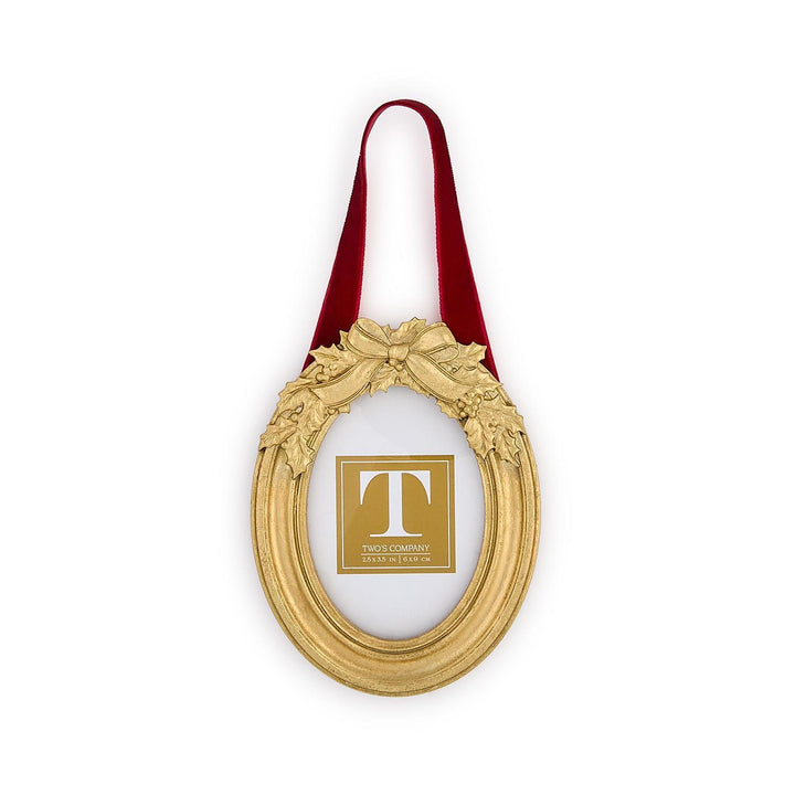 HOLLY LEAVES HANGING PHOTO FRAME ORNAMENTS