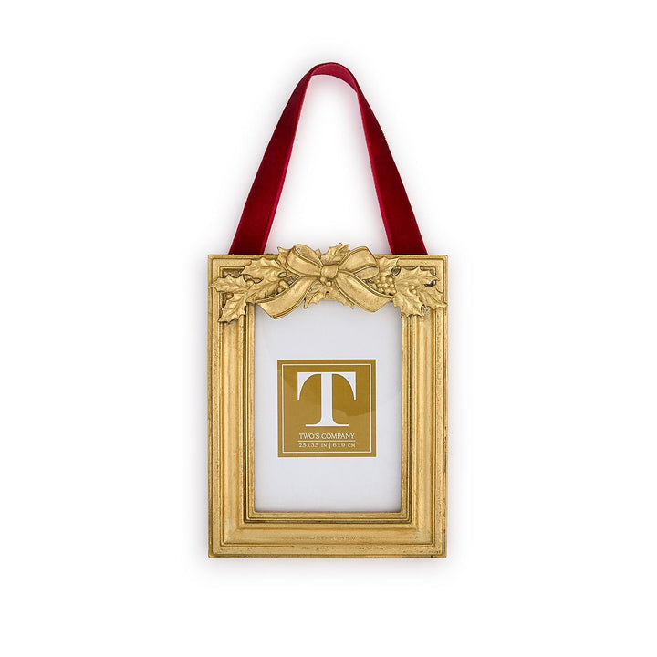 HOLLY LEAVES HANGING PHOTO FRAME ORNAMENTS
