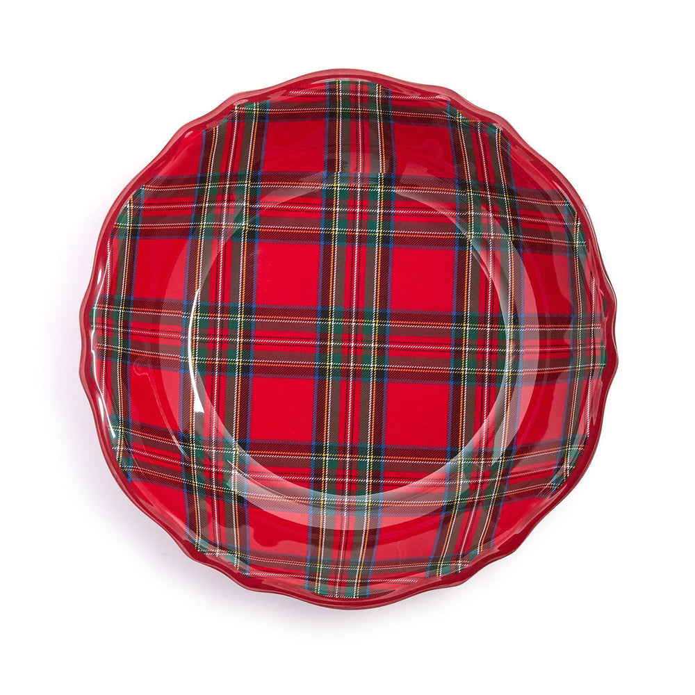 Red plaid plate on a white background