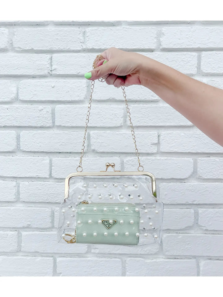 PEARL STUDDED CLEAR BAG