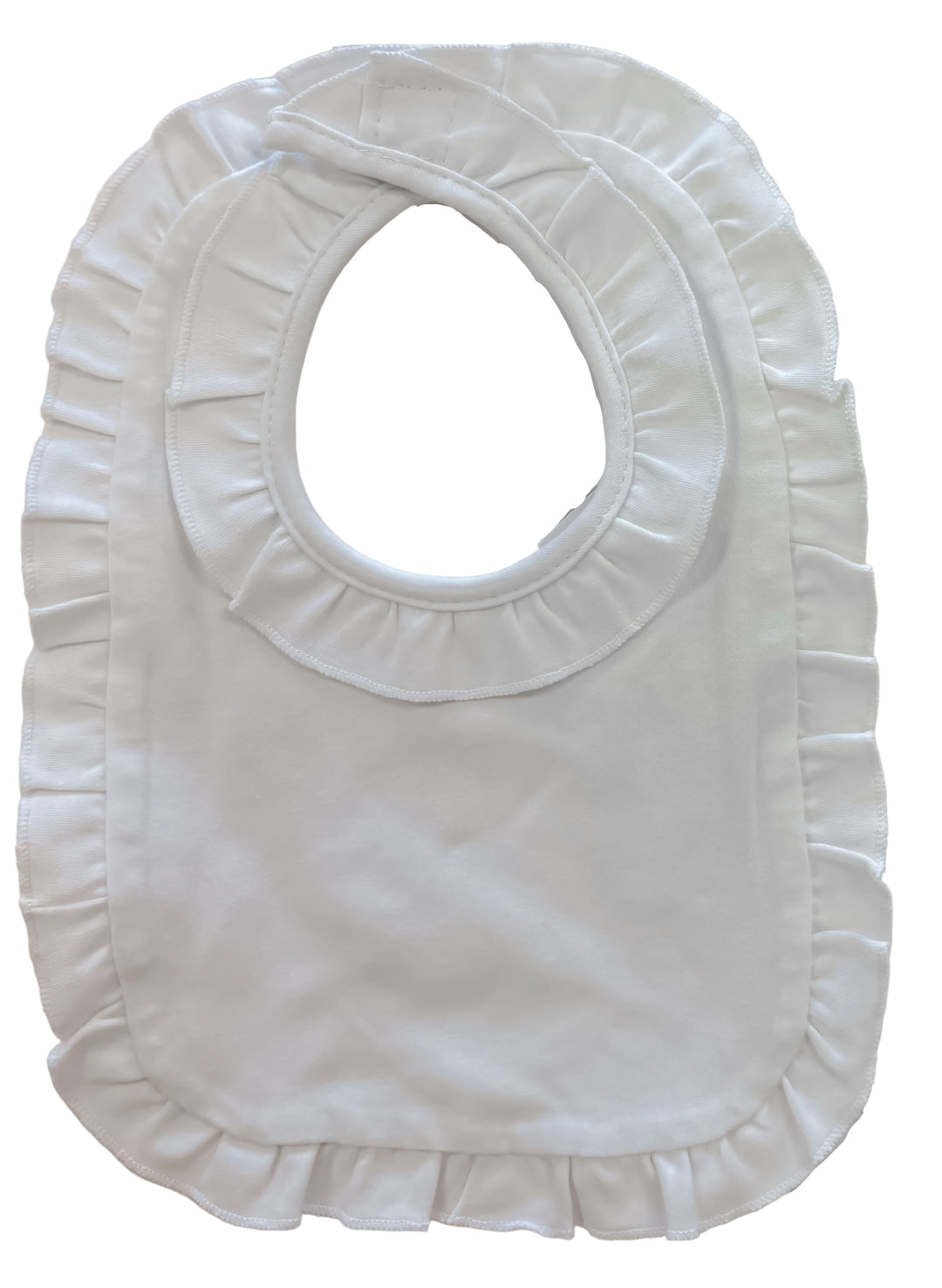 White Ruffled Bib – Classic Baby Girl Bib with Delicate Ruffle Trim | Walker Boutique