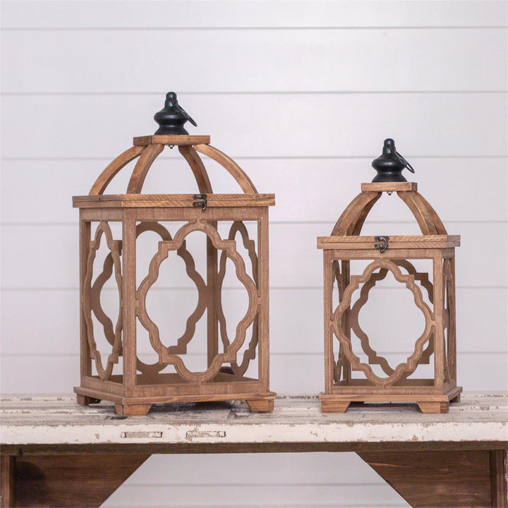 QUATREFOIL CUTOUT WOODEN LANTERN