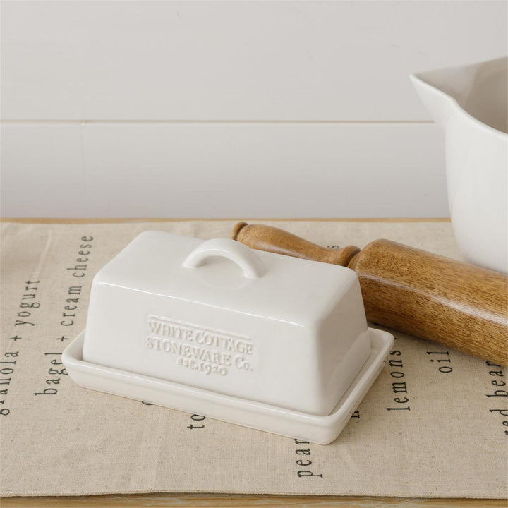 WHITE COTTAGE BUTTER DISH