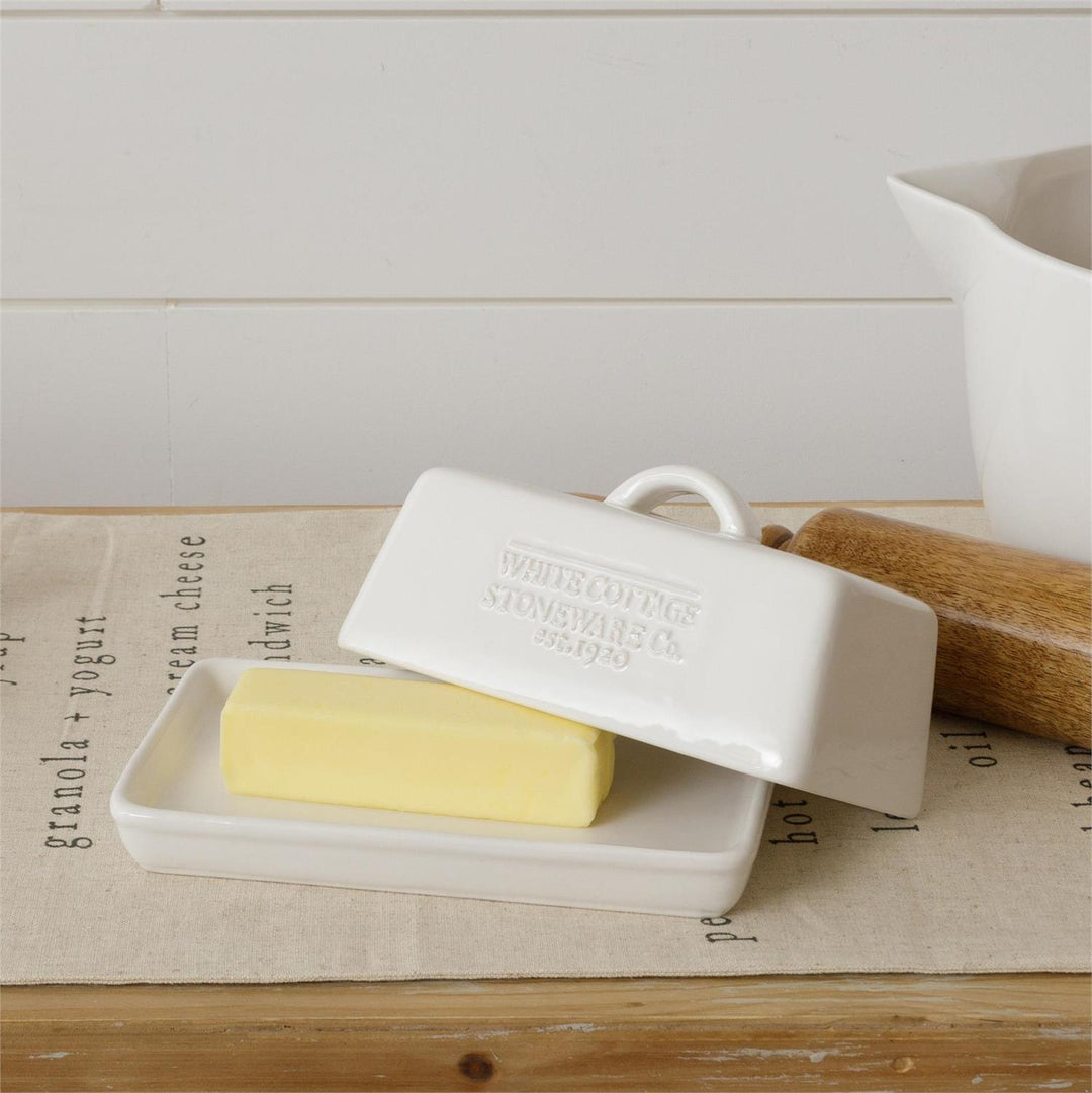 WHITE COTTAGE BUTTER DISH