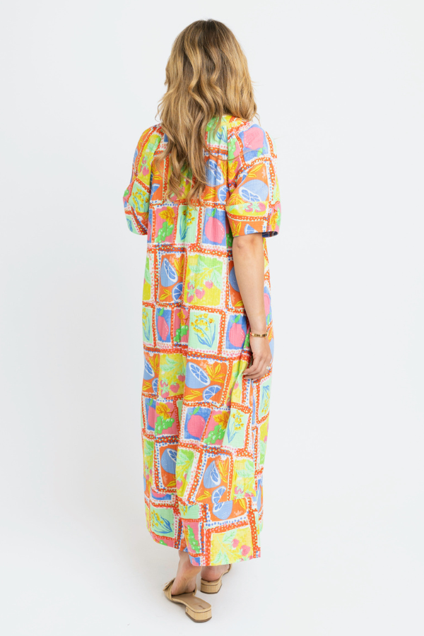 KARLIE: LIME FRUIT GAUZE VNECK MAXI DRESS