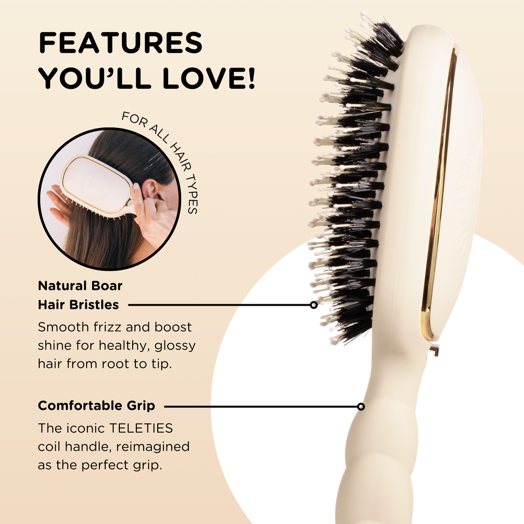 TAN BOAR BRISTLE HAIR BRUSH