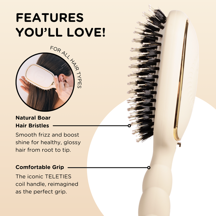 TAN BOAR BRISTLE HAIR BRUSH