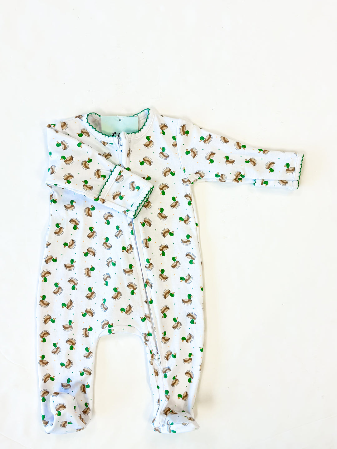 Mini Mallard Printed Zipper Footie – Baby Mallard Duck Print One-Piece Pajamas | Walker Boutique