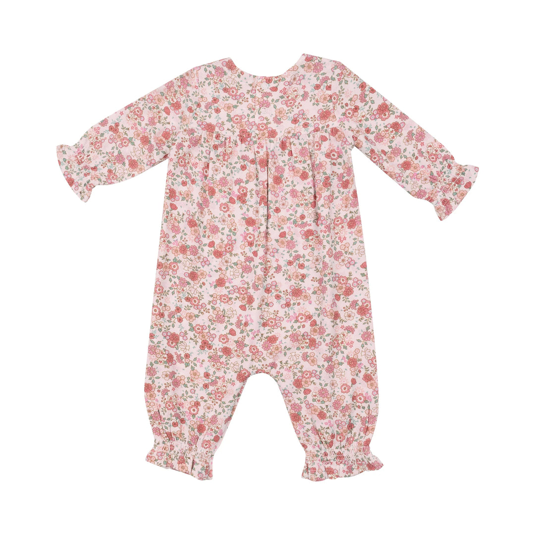 PRETTY PINK CALICO SMOCKED ROMPER