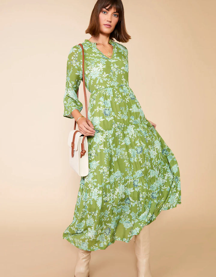 SPARTINA: MAISIE MIDI DRESS | MYSTIC MOSS DAHLIA GREEN