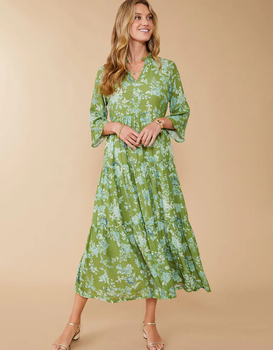 SPARTINA: MAISIE MIDI DRESS | MYSTIC MOSS DAHLIA GREEN