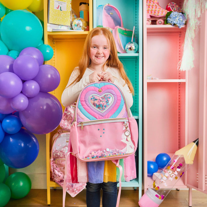 TAYLOR QUILTED CONFETTI HEARTS BACKPACK
