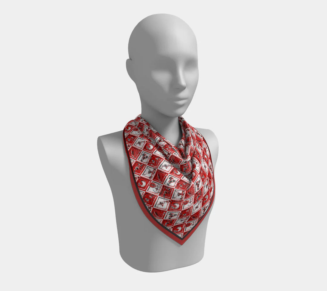 RED & BLACK CHECKER BOARD GAME DAY SCARF