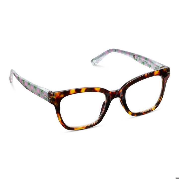 BUZZWORTHY - TORTOISE/MARIGOLD TICKING STRIPE PINK READING GLASSES