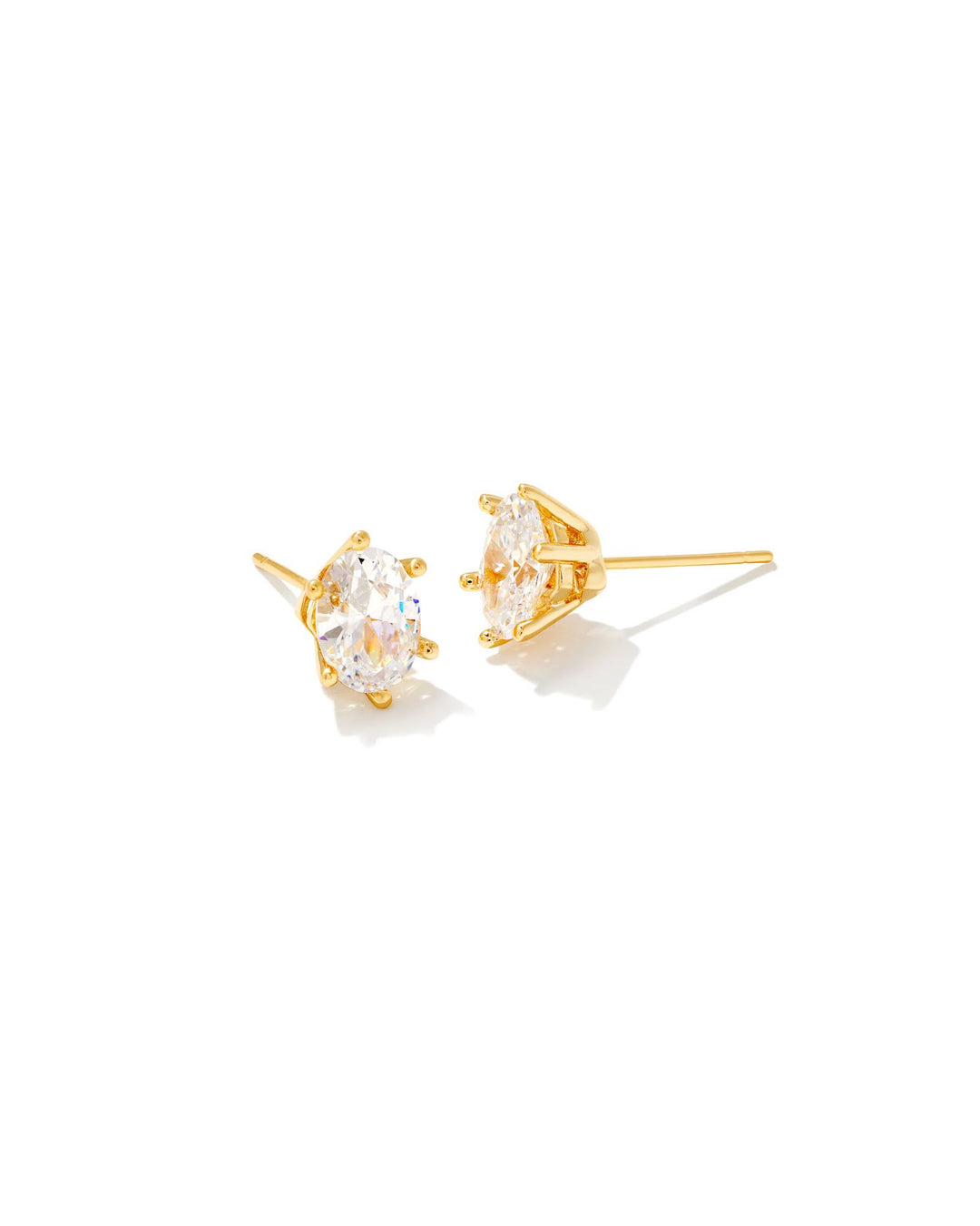 CAILIN CRYSTAL STUD EARRINGS, GOLD METAL WHITE CZ
