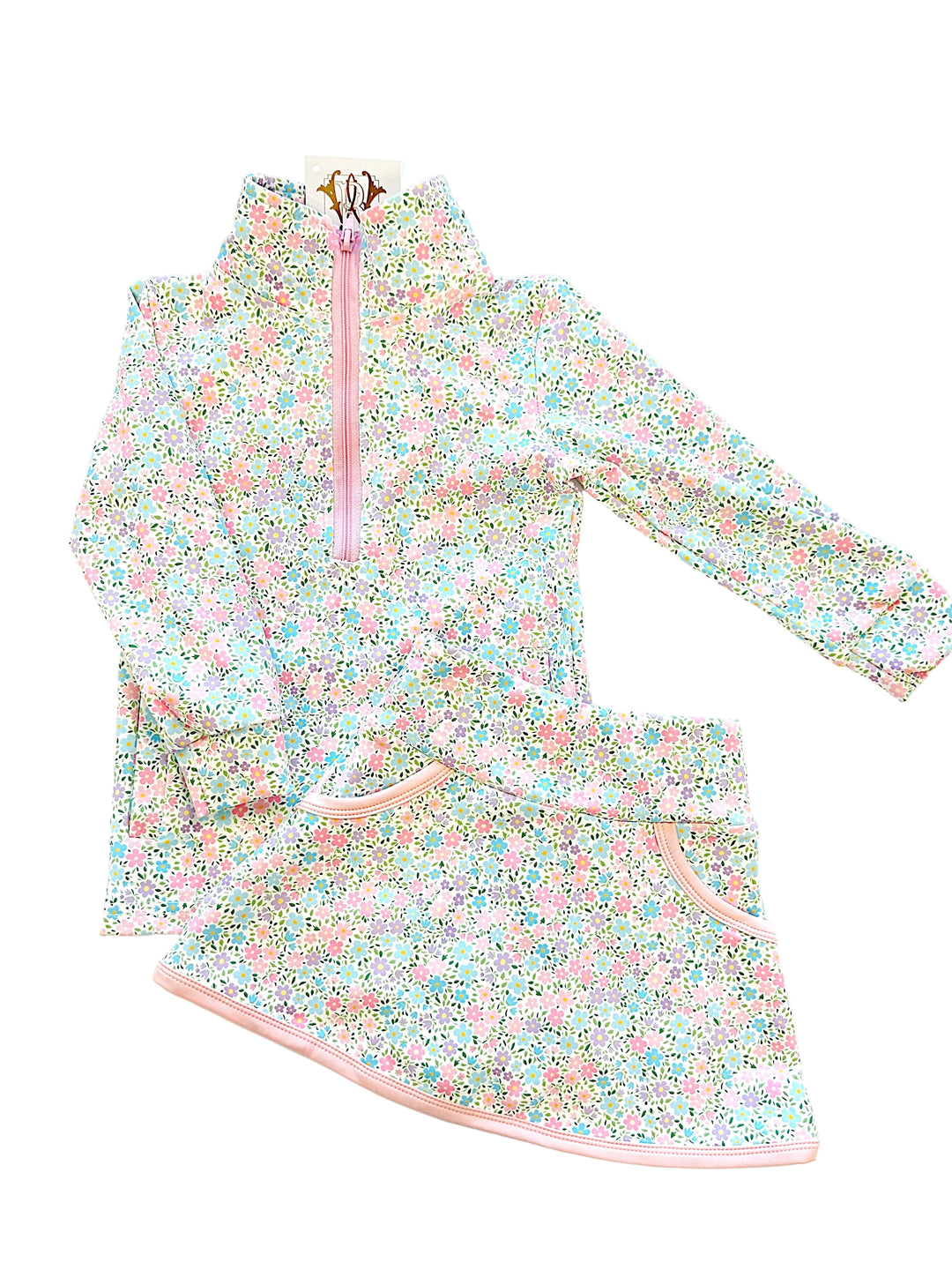 Girls Floral Skort Set – Two-Piece Outfit with Floral Top and Matching Skort | Walker Boutique