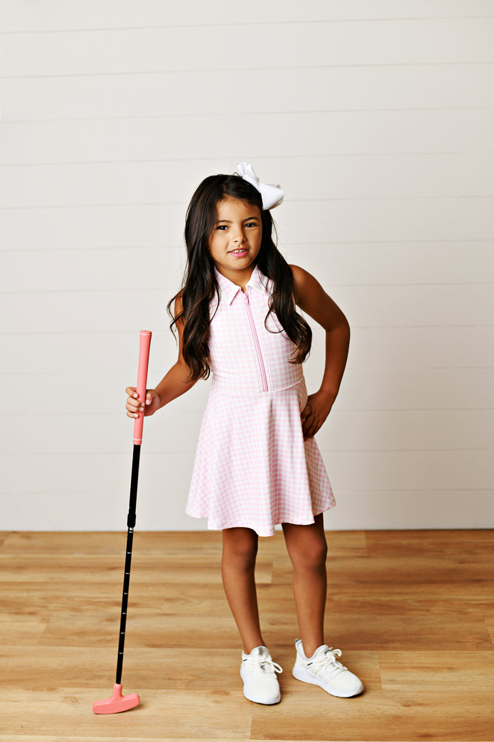 PINK GINGHAM TENNIS DRESS