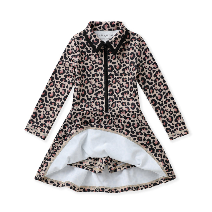 LEOPARD LONG SLEEVE TENNIS DRESS